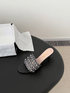 CC 26SS Sandals Black Woven Lambskin 670629