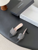 CC 26SS Sandals Black Woven Lambskin 670629