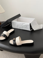 CC 26C Slippers White Quited Lambskin 670606