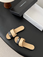 CC 26C Slippers Black Beige Quited Lambskin 670608