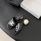 CC 26SS Slippers 7cm Black Lambskin Patent Leather 670610