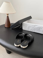 CC 26SS Mary Jane Slippers Black Lambskin Patent Leather 670614