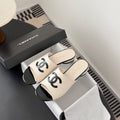 CC 26SS Mary Jane Slippers Black White Lambskin Patent Leather 670617