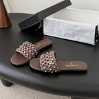 CC 26SS Slipper Chocolate Woven Lambskin 670624