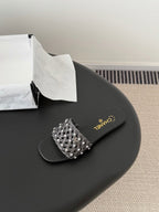 CC 26SS Slipper Black Woven Lambskin 670625