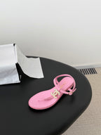 CC Strappy Sandals Pink Suede Sheepskin 670383