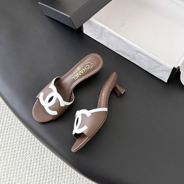 CC 2026 Heeled Sandal White Brown Lambskin 675861
