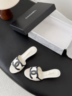 CC 2026 Heeled Sandal White Black Lambskin 675862