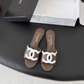 CC 2026 Flat Sandal White Brown Lambskin 675867