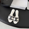 CC 2026 Flat Sandal White Black Lambskin 675868