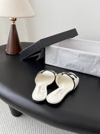 CC 2026 Flat Sandal White Black Lambskin 675868