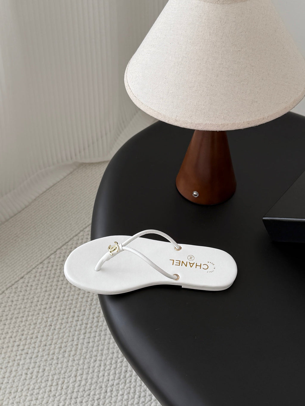 CC 2026 Thong Sandal White Calfskin 675902