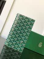 RICHELIEU CHECKBOOK WALLET 19 IN GREEN GOYARDINE CANVAS AND CALFSKIN