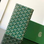 RICHELIEU CHECKBOOK WALLET 19 IN GREEN GOYARDINE CANVAS AND CALFSKIN
