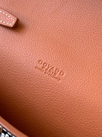 CHYPRE WALLET-POUCH 21 IN BLACK GOYARDINE CANVAS AND TAN CALFSKIN