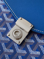 CHYPRE WALLET-POUCH 21 IN SAPPHIRE BLUE GOYARDINE CANVAS AND CALFSKIN