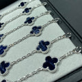 VCA Clover Deep Blue 5 Motifs Sliver Bracelet