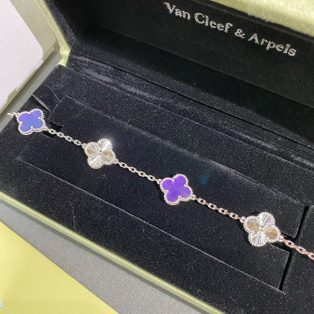 VCA Clover    Violet 5 Motifs Sliver Bracelet
