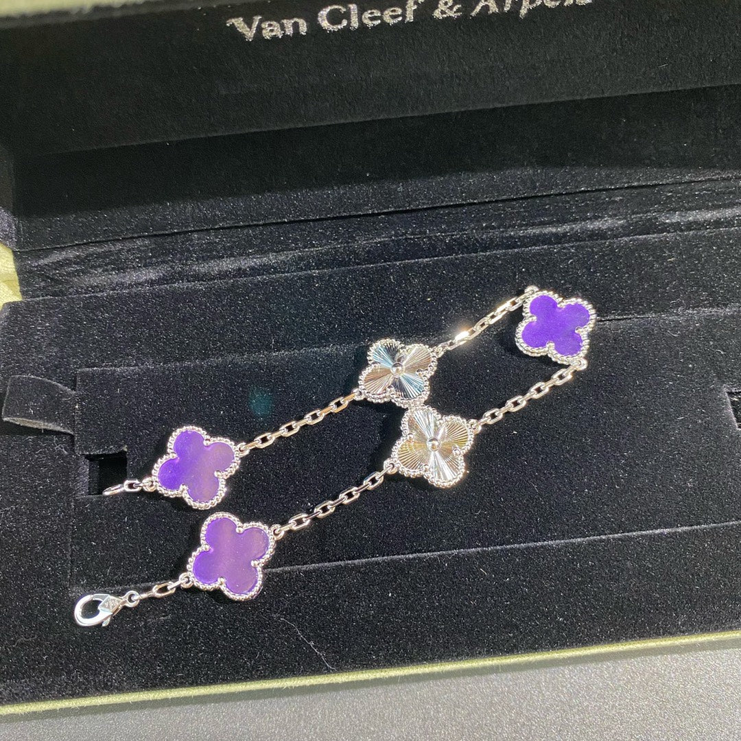 VCA Clover    Violet 5 Motifs Sliver Bracelet