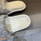 LV VELCRO SLIPPERS IN GREY MONOGRAM JACQUARD