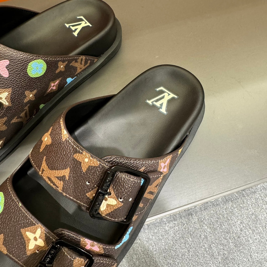 LV DAD SANDAL CHOCOLATE BROWN MONOGRAM CALFSKIN