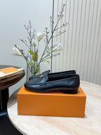 LV Soho Loafers Plain Black Calfskin