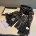 CC Scarf 200 CM In Black With White Stripes Cashmere 385514