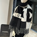 CC Scarf 200 CM In Black Mix White Fleece Wool  405155