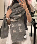 CC Scarf 194.4 CM In White Mix Black Cashmere 421437