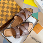 LV VENICE MULE SLIDE SANDALS MONOGRAM CARAMEL BROWN