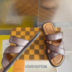 LV VENICE MULE SLIDE SANDALS MONOGRAM CARAMEL BROWN