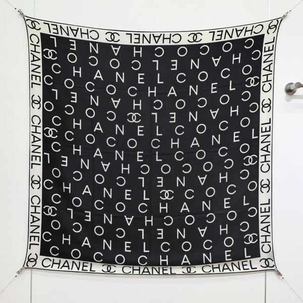 CC 25  Scarf 140CM White Black Cashmere 293084