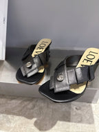 Loewe 25 Toy Panta Toe Thong 5cm Black Sheepskin