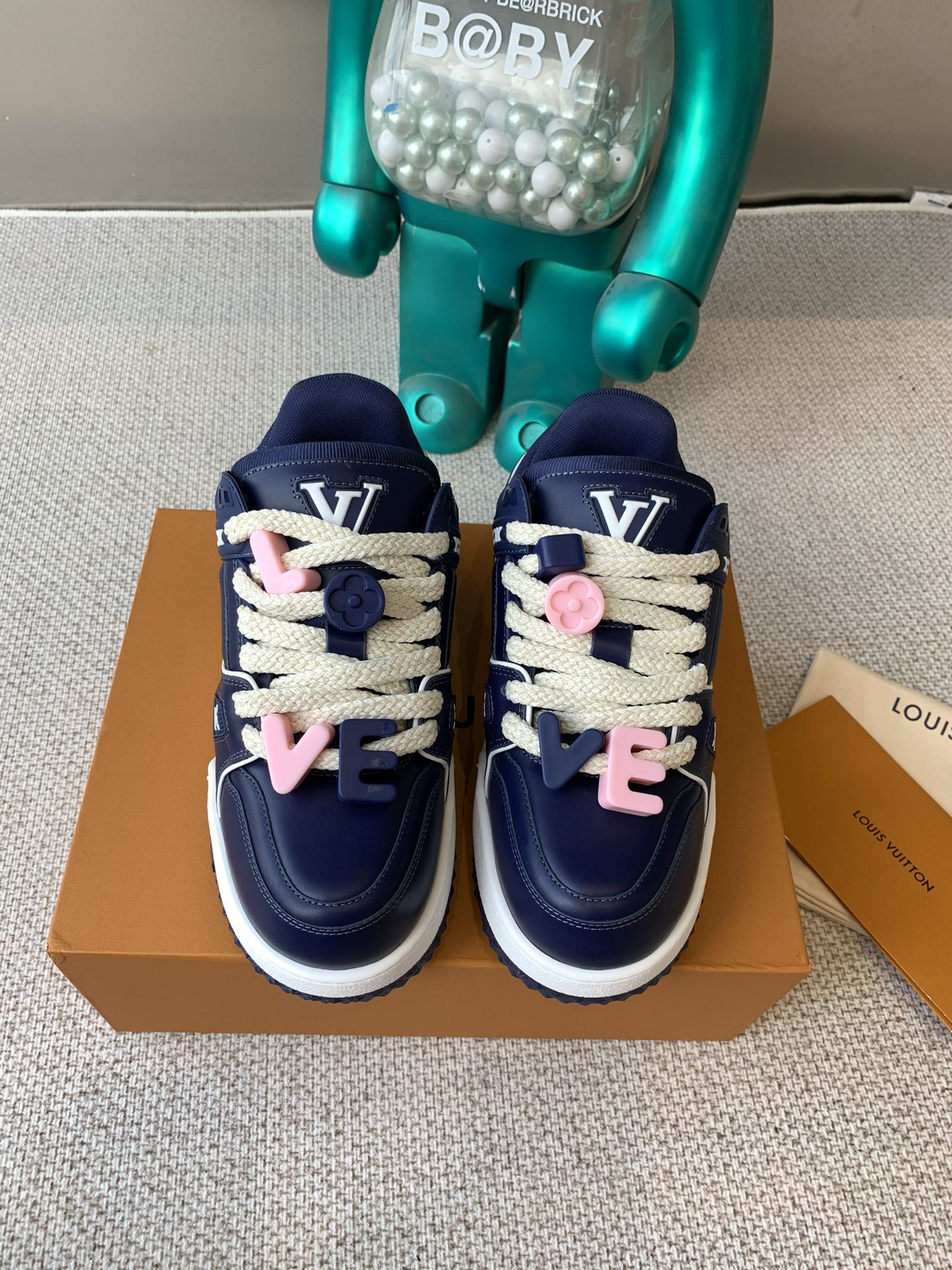 LV Trainer Maxi Sneaker Blue Charcoal Calfskin