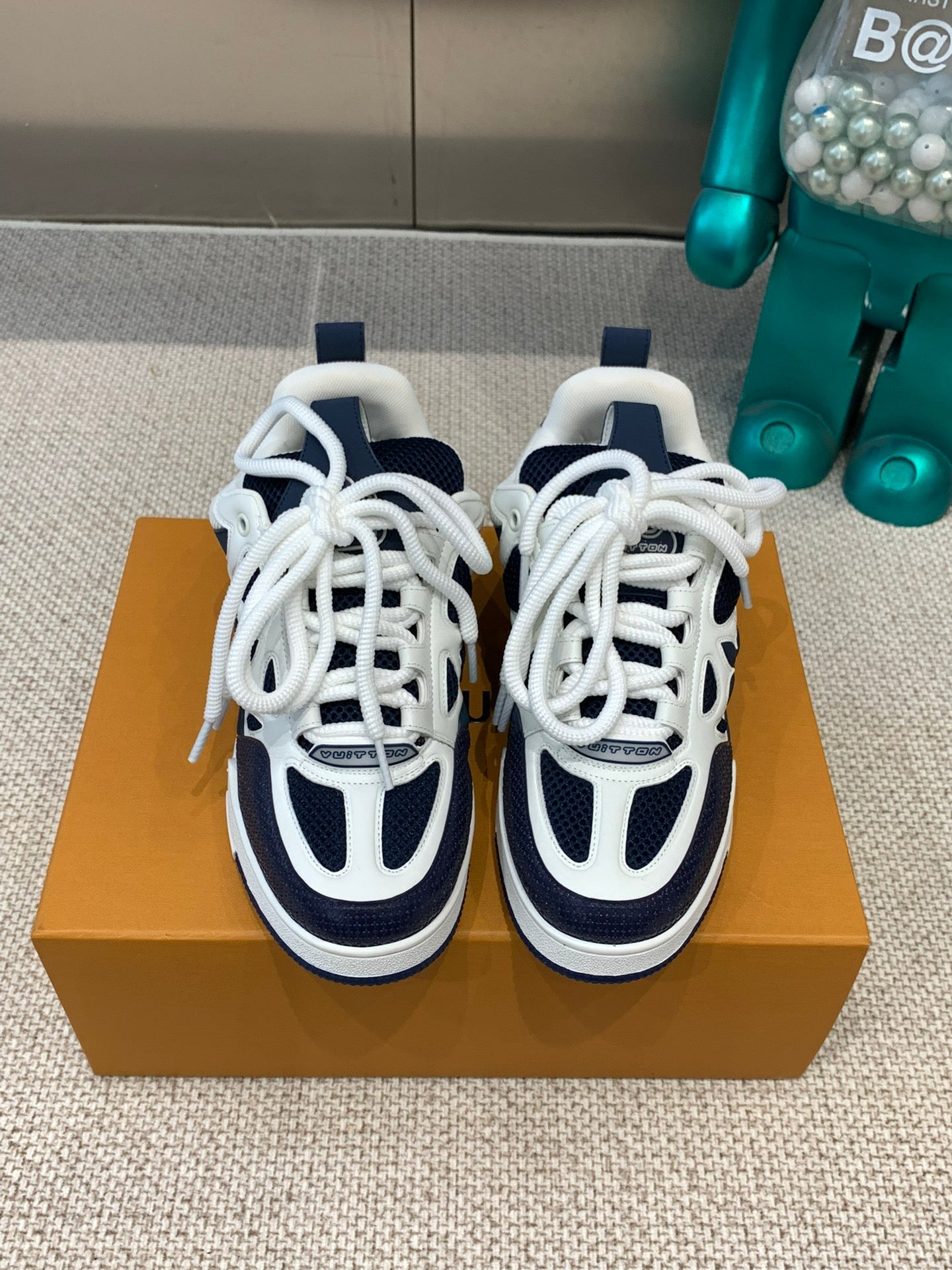 LV Skate Sneaker White Mix Blue Charcoal Cowhide