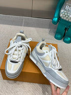 LV Skate Sneaker Gray Mix White Beige Cowhide