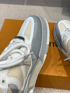 LV Skate Sneaker Gray Mix White Beige Cowhide