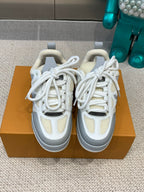 LV Skate Sneaker Gray Mix White Beige Cowhide