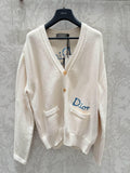 CD Pocket Cardigan White Cotton