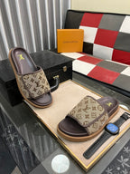 MIAMI MULE IN PEANUT BROWN MONOGRAM JACQUARD