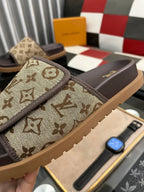 MIAMI MULE IN PEANUT BROWN MONOGRAM JACQUARD