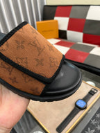 MIAMI MULE IN RUSSET BROWN MONOGRAM JACQUARD