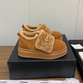 CC Ankle Boots Brown Yellow Suede Wool