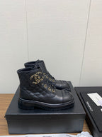 CC Ankle Boots Black Quilted Cowhide