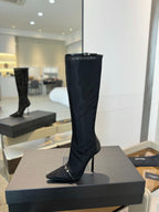HIGH KNEE BOOTS IN BLACK MESH