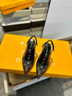 ALLURE HIGH 8 CM SLINGBACK IN CHOCOLATE BROWN MONOGRAM CALFSKIN