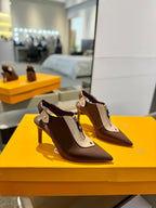 ALLURE HIGH 8 CM SLINGBACK IN CHOCOLATE MIX SAND BROWN CALFSKIN