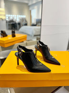 ALLURE HIGH 8 CM SLINGBACK IN BLACK CALFSKIN