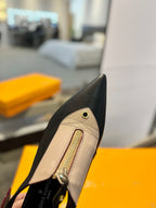 ALLURE HIGH 4.5 CM SLINGBACK IN BLACK MIX SAND BROWN CALFSKIN