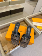 LV x TM 6AM Mule 4cm Brown Monogram coated canvas 241212